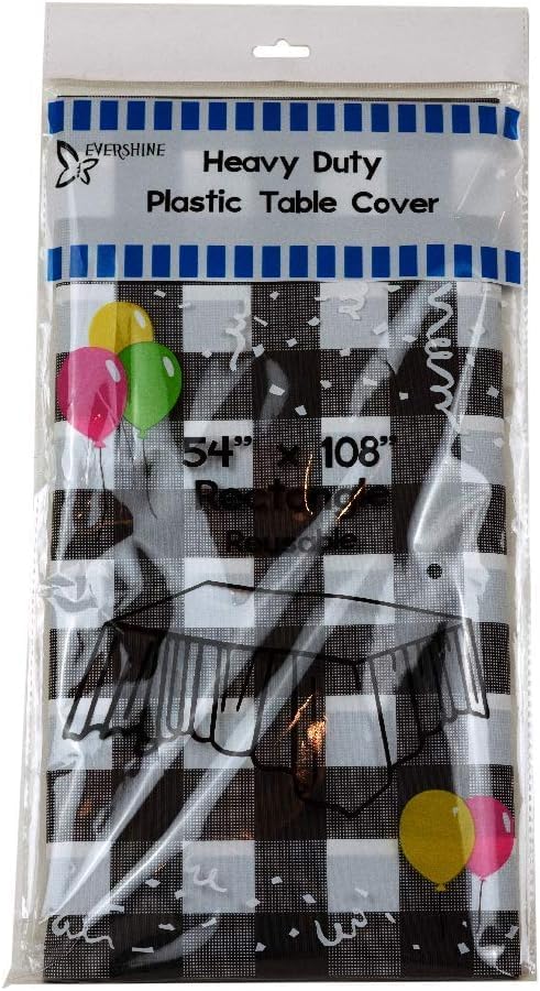 Black Checkered Rectangle Table Covers, 54" x 108"