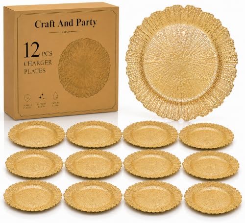 Gold Charger Plates, 13", 12 Pack