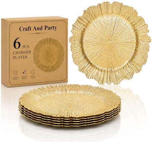 Gold Charger Plates, 13", 6 Pack