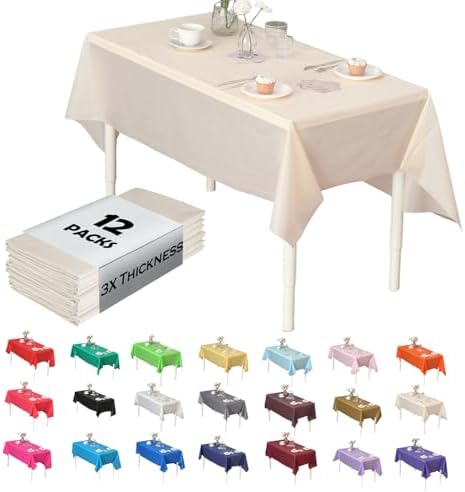 Ivory Rectangle Table Covers, 54" x 108", 12 Pack