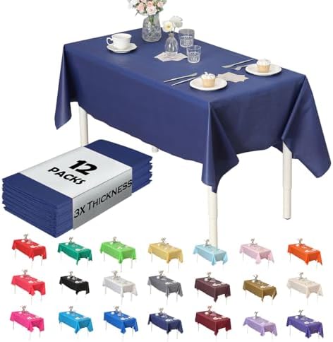 Navy Blue Rectangle Table Covers, 54" x 108", 12 Pack