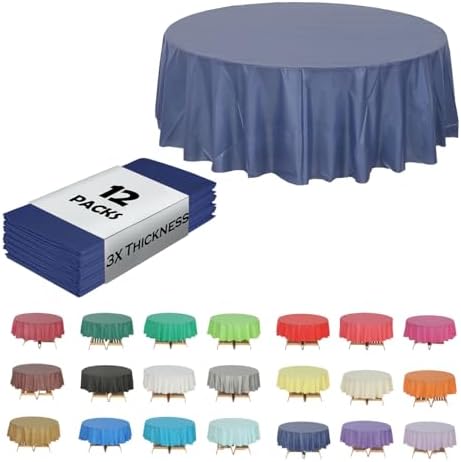 Navy Blue Round Table Covers, 84", 12 Pack