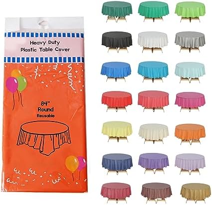 Orange Round Table Covers, 84", 72 Pack