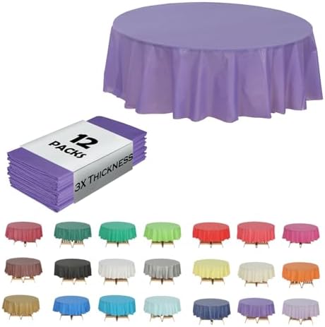 Purple Round Table Covers, 84", 12 Pack