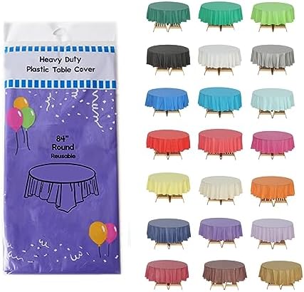 Purple Round Table Covers, 84", 6 Pack
