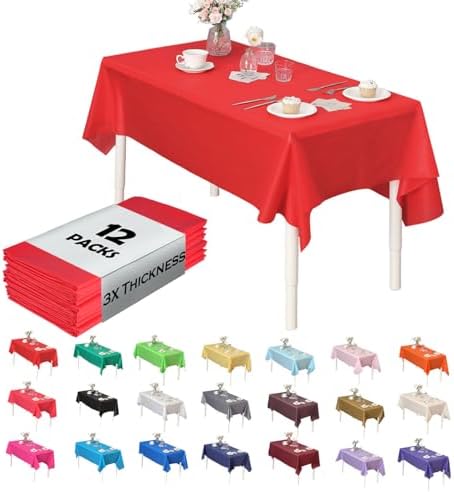 Red Rectangle Table Covers, 54" x 108", 12 Pack