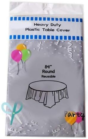 Silver Round Table Covers, 84", 4 Pack