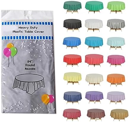 Silver Round Table Covers, 84", 6 Pack