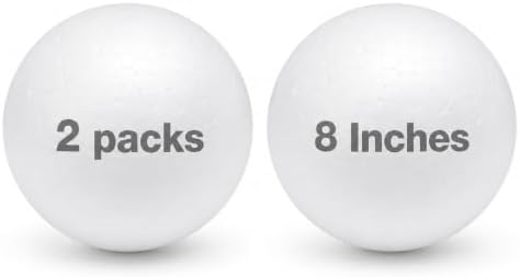 White Craft Foam Balls, 8", 2 Pack
