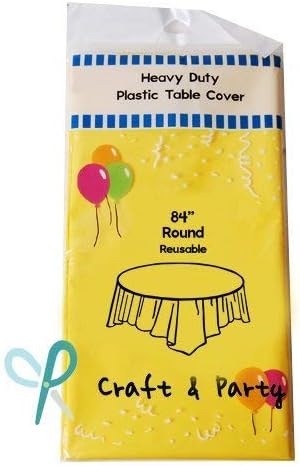 Yellow Round Table Covers, 84", 4 Pack