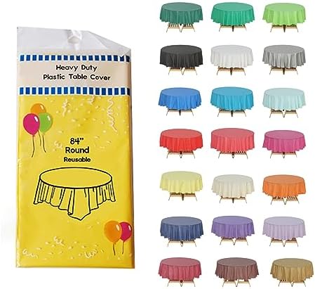 Yellow Round Table Covers, 84", 6 Pack